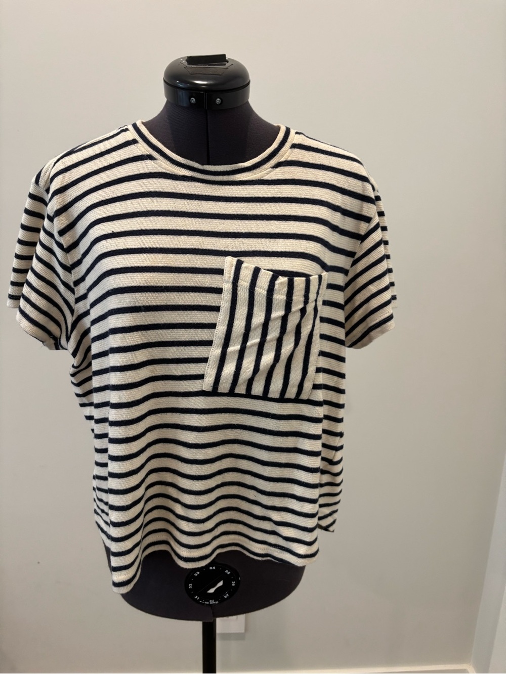 Apiece Apart Kids Striped Short-Sleeve Pocket Tee - Black & Cream